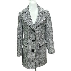 Gallery Wool Blend Coat Black White